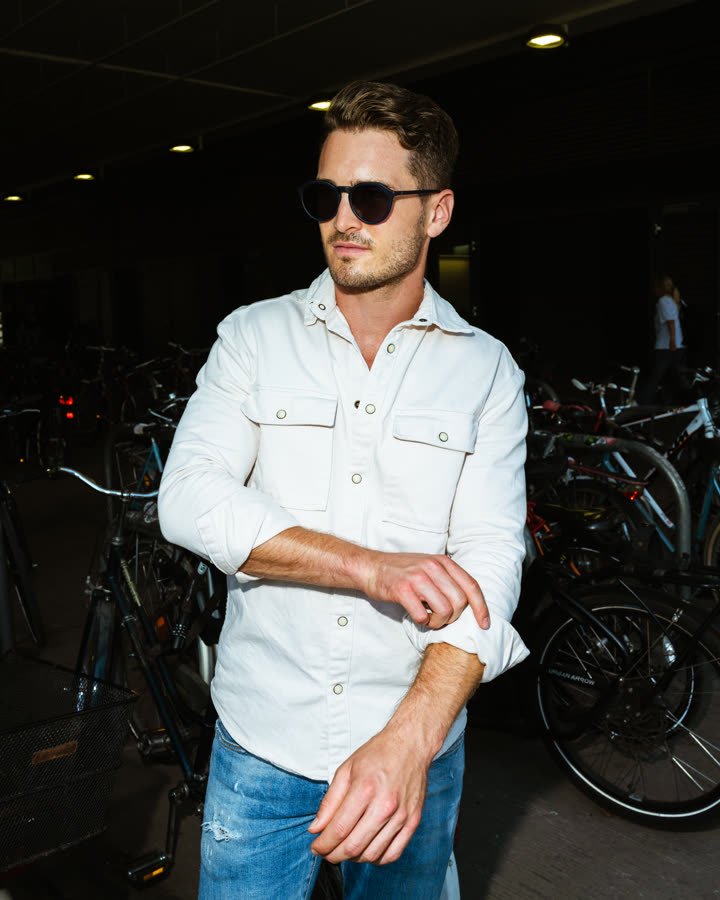 Andreas Schmid, eyewear campaign, sunglasses and a white shirt